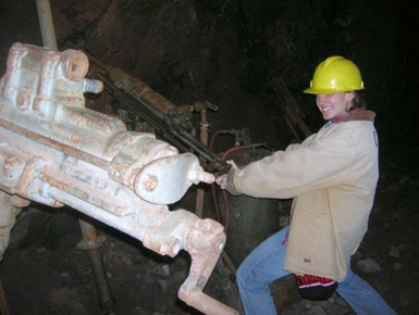 Student in a mine.